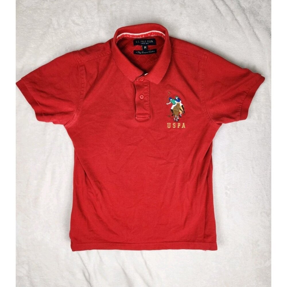 Men's US Polo Assn Shirt Red 2 Ply Compact Cotton Size M‎ Big Pony